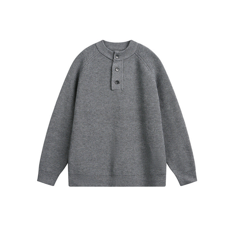 Unisex ribbed sweater with Henley button placket and raglan sleeves Mune Fashion