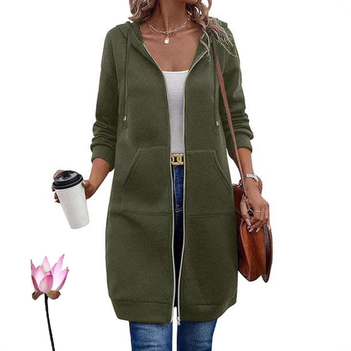 Women's Long Hooded Coat with Pockets