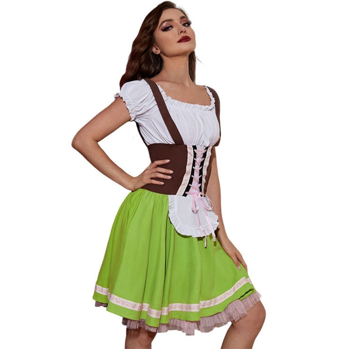 Ladies' Trachten festive dress with figure-hugging corset lacing, gathered Carmen blouse, and multi-layered flared skirt Mune Fashion