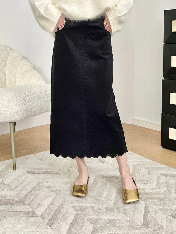 Women Elegant cut Maxi skirt with sculptural hemline Mune Fashion