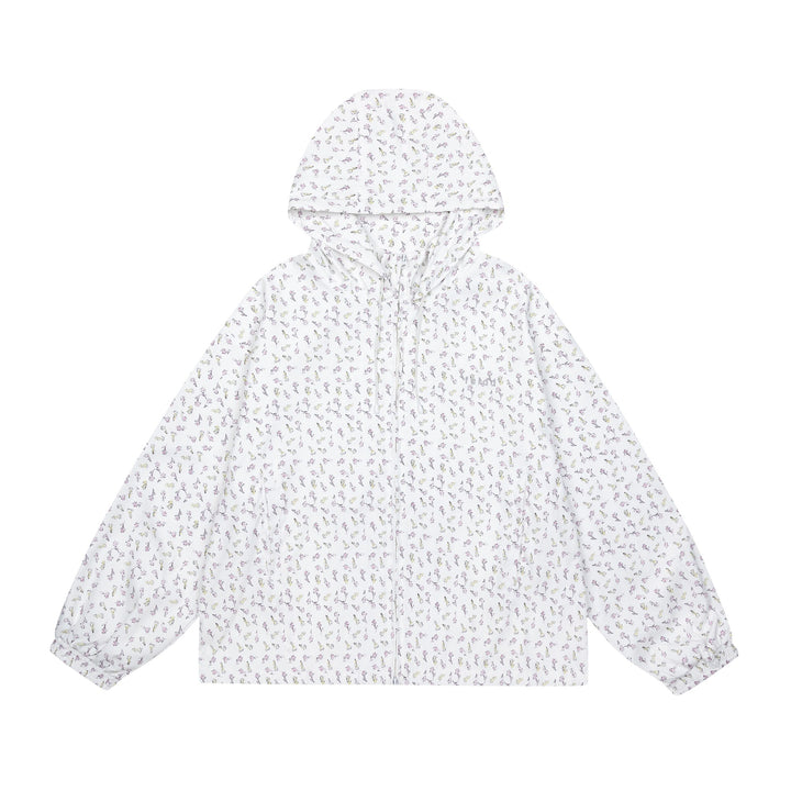 Women’s lightweight hooded jacket with floral allover print and elastic cuffs Mune Fashion