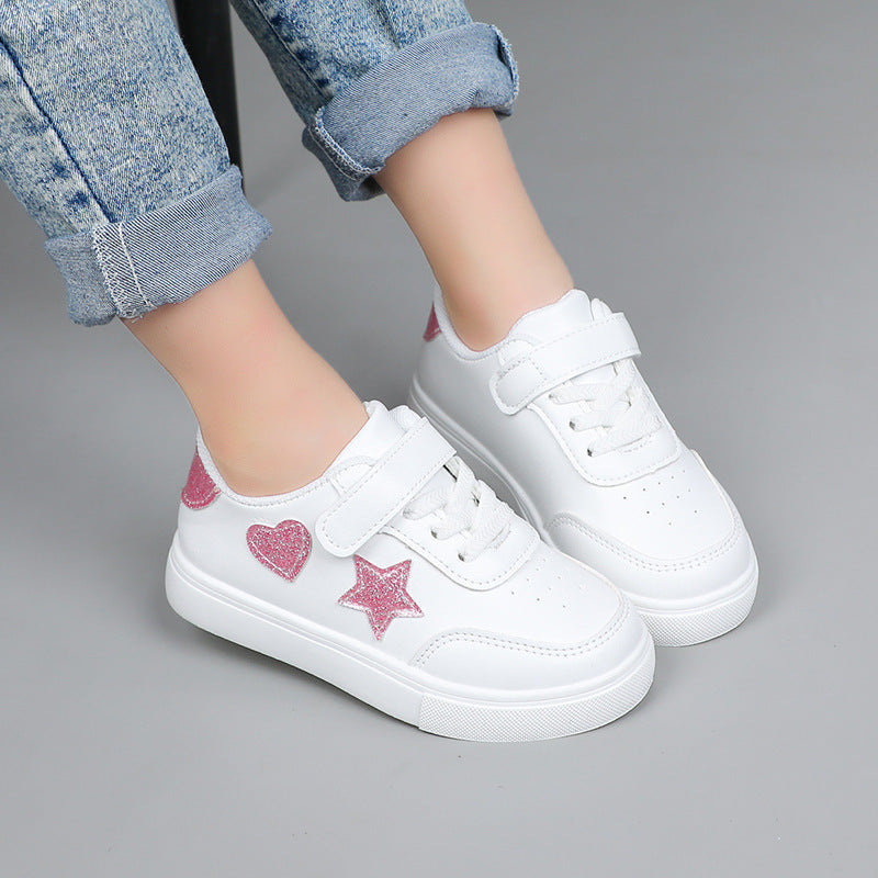 Ladies' platform sneakers with Velcro and glittering heart and star appliqués Mune Fashion