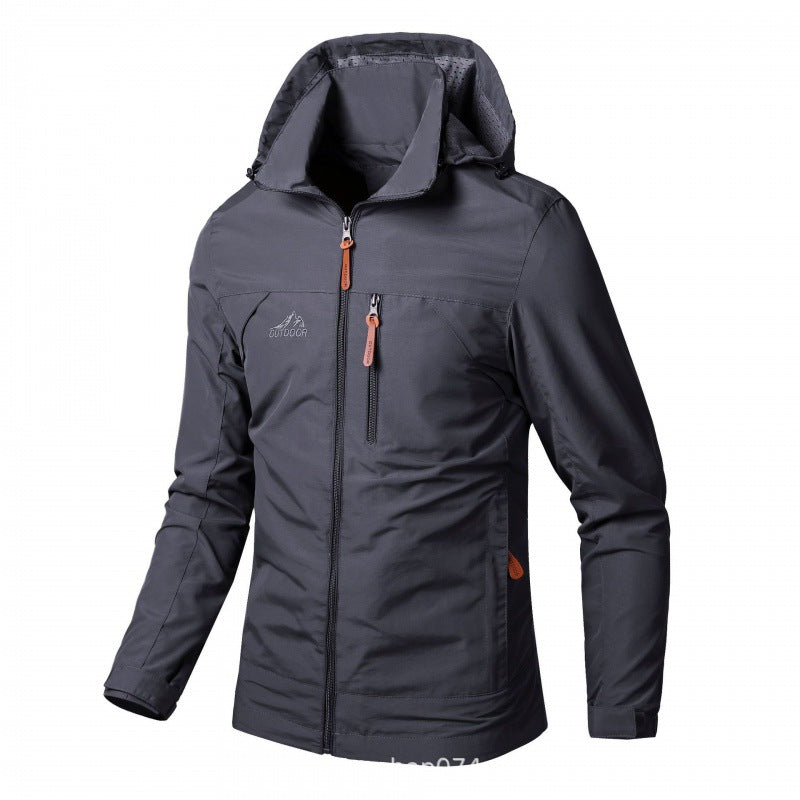 Men's lightweight water-repellent softshell jacket with hood and safety zipper Mune Fashion