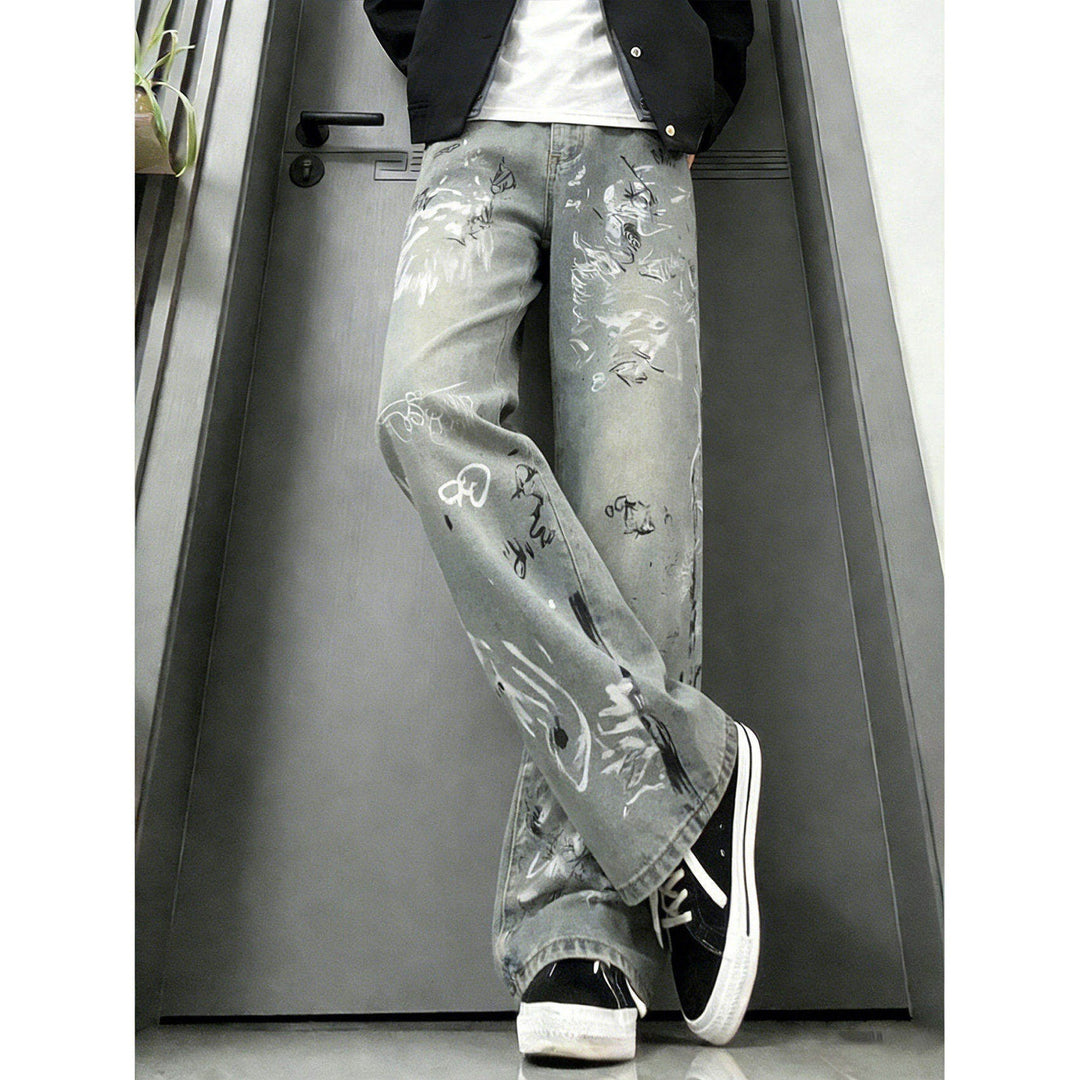 Men's Fashion Wide-Cut Jeans with Creative Design Mune Fashion