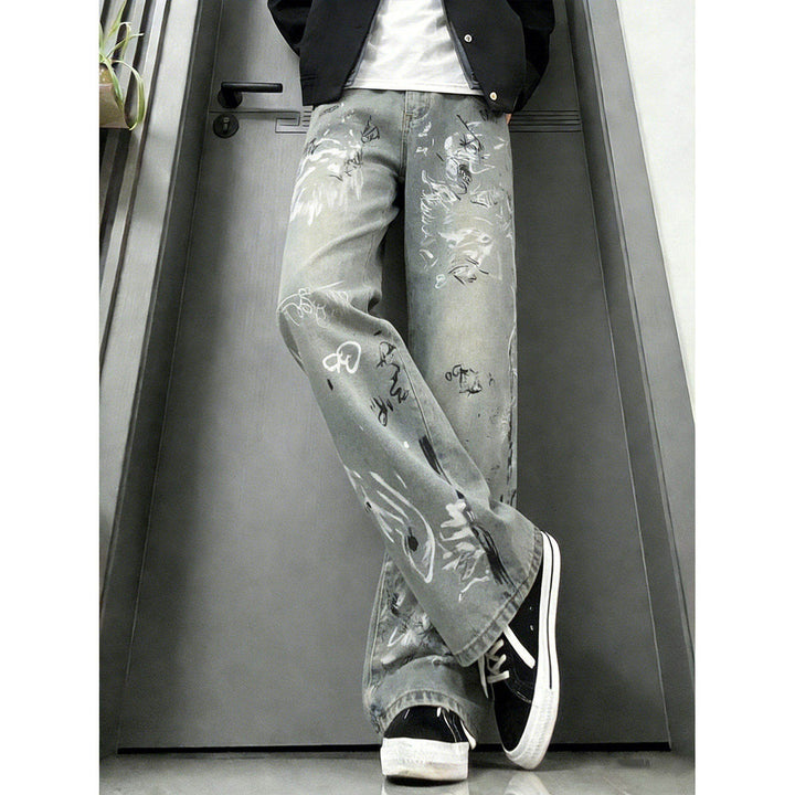 Men's Fashion Wide-Cut Jeans with Creative Design Mune Fashion
