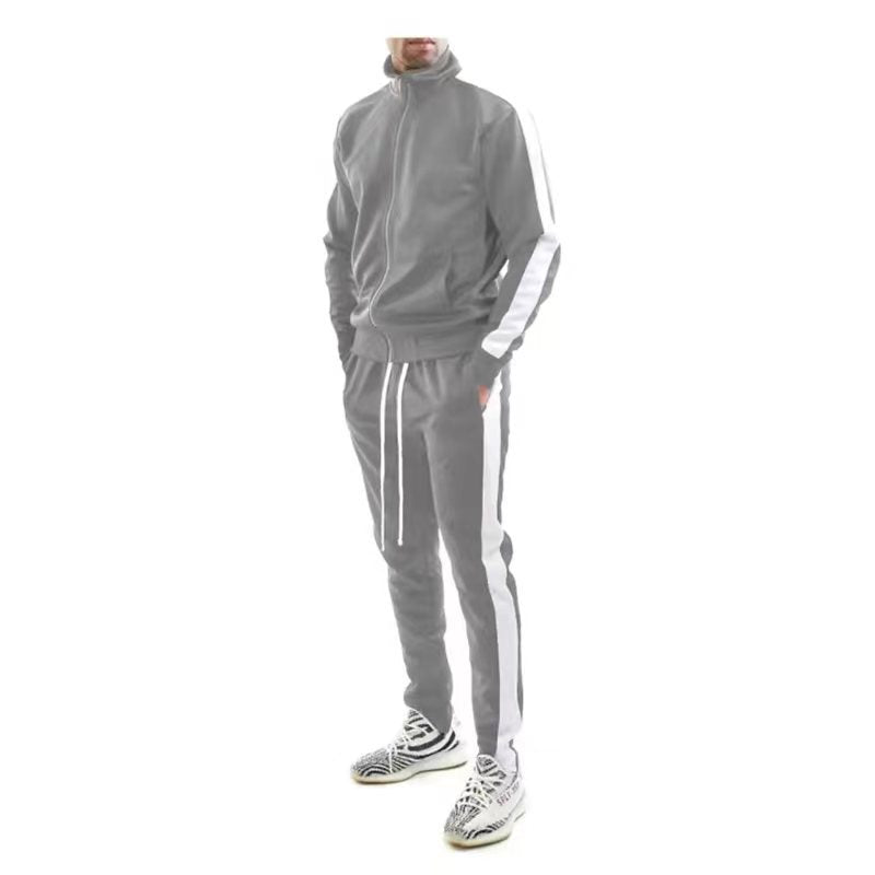 Men's slim training set with stand-up collar, zip jacket and fitted drawstring jogger Mune Fashion