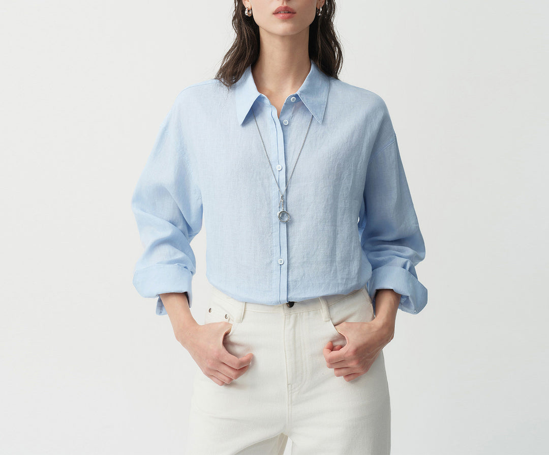 Ladies Airy Linen Blouse Mune Fashion