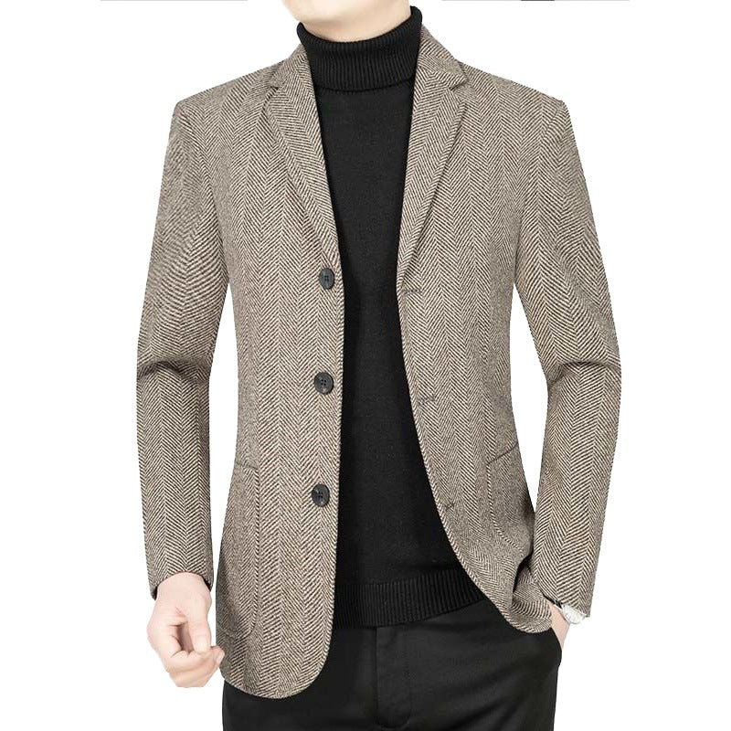 Men's slim-fit herringbone blazer made from textured wool blend Mune Fashion Mune Fashion