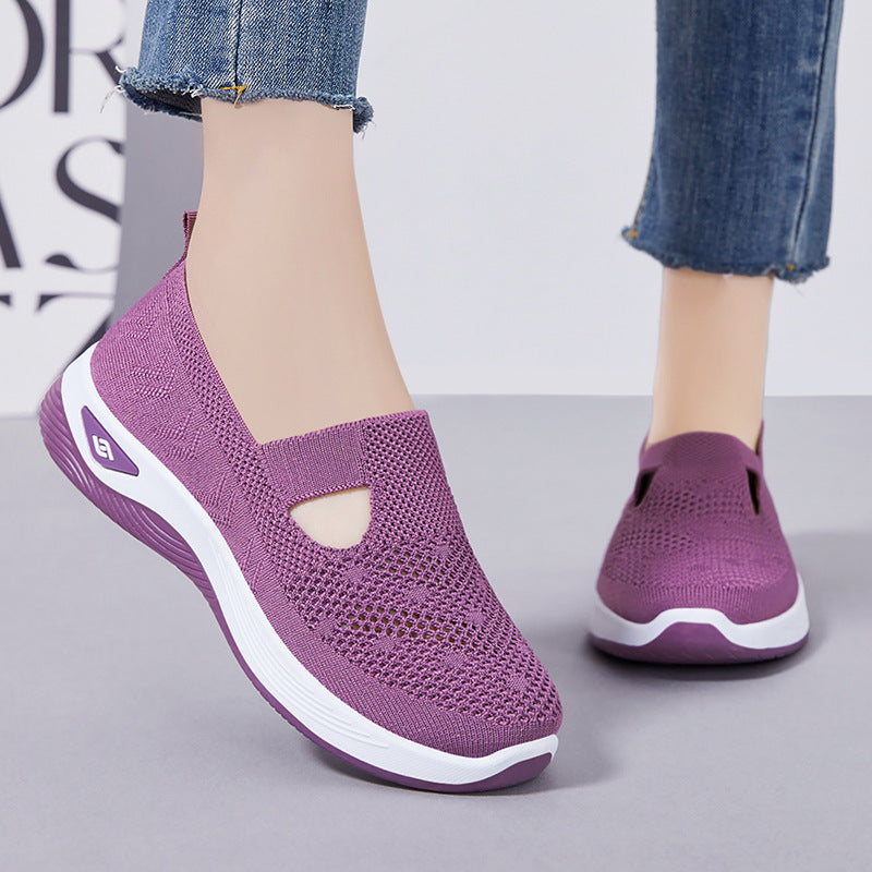 Women’s lightweight knitted slip-on sneaker with elastic mid-strap and ergonomic memory comfort sole Mune Fashion
