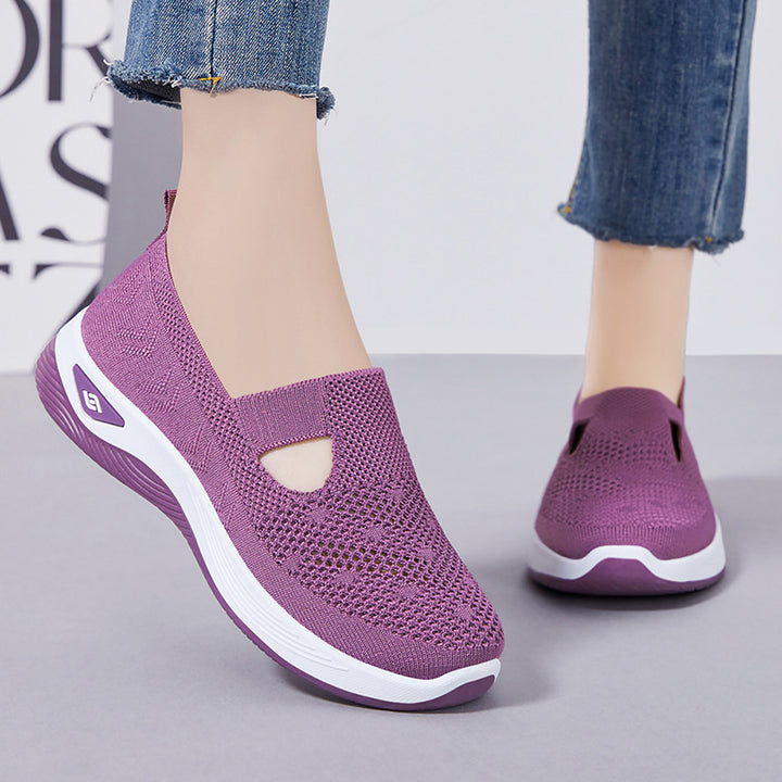 Women’s lightweight knitted slip-on sneaker with elastic mid-strap and ergonomic memory comfort sole Mune Fashion