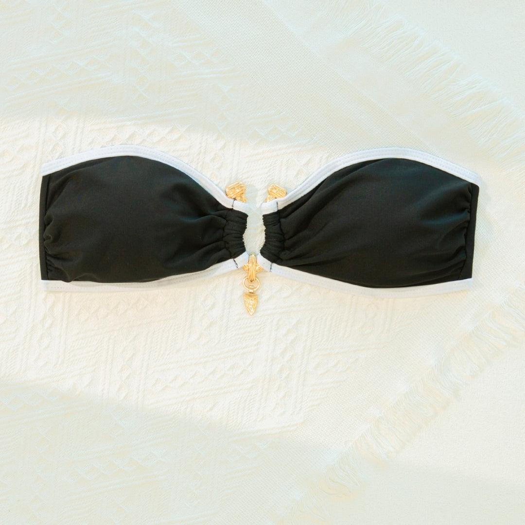 Women's Bandeau Bikini Set with Elegant Slit and Gold Accents Mune Fashion