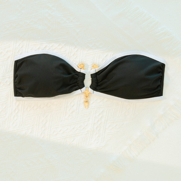 Women's Bandeau Bikini Set with Elegant Slit and Gold Accents Mune Fashion