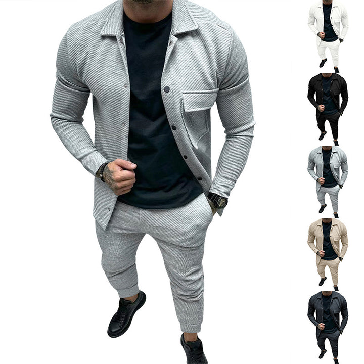 Men's Structured Jersey Leisure Set with Overshirt and Tapered Jogging Pants Mune Fashion