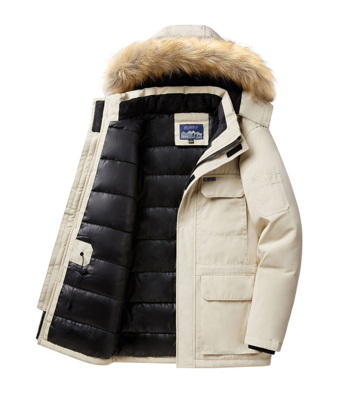 Men's expedition parka with detachable hood and faux fur trim Mune Fashion