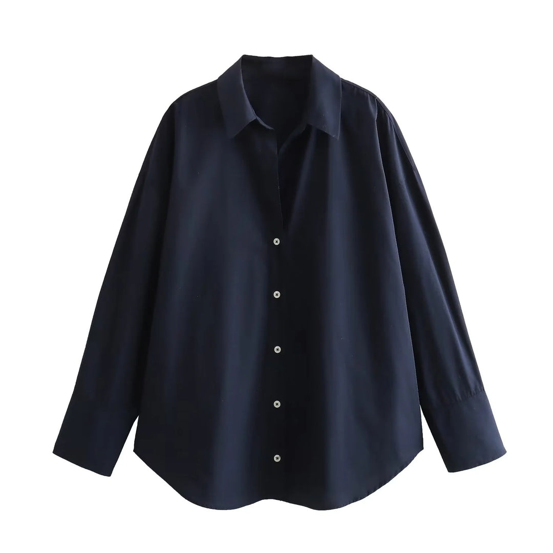 Women's Oversized Shirt Blouse with Dropped Shoulder and Classic Button Placket Mune Fashion