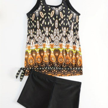 Ladies Tankini Set with colorful pattern and comfortable swim shorts Mune Fashion