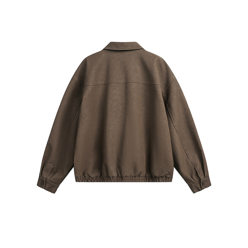 Unisex Boxy Blouson Jacket with Full Metal Zip and Shirt Collar Mune Fashion