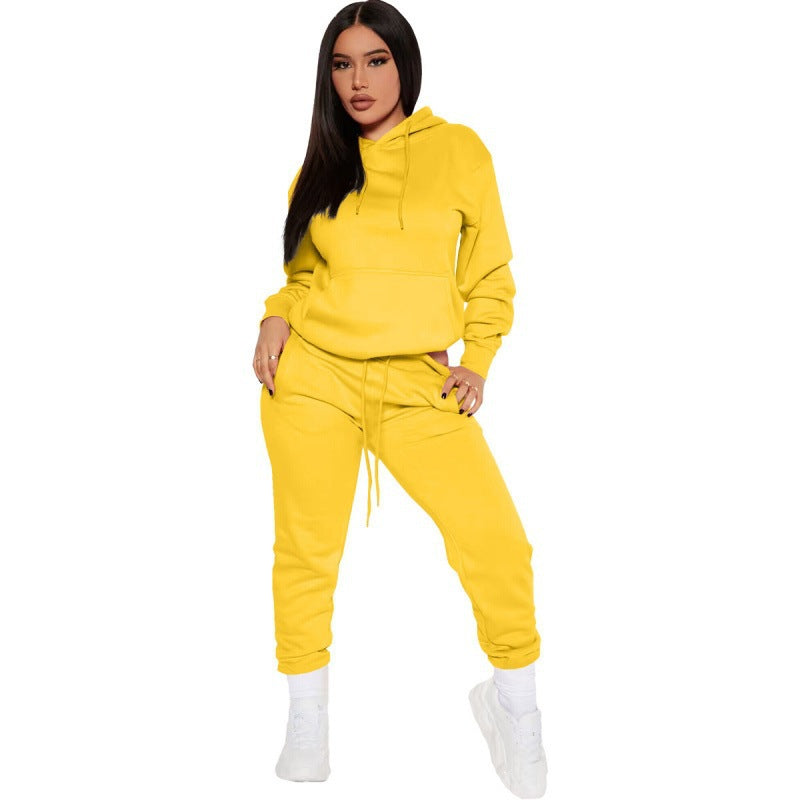 Women's two-piece lounge set with hoodie and high-waist jogging pants made of soft French Terry Mune Fashion