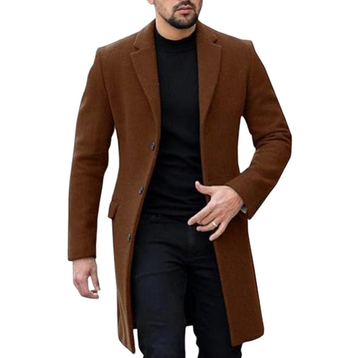 Men's Elegant Wool Coat with Modern Cut and Practical Pockets Mune
