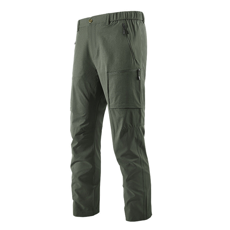 Men's Multifunctional Cargo Travel Pants with Elastic Waistband, Zipper Pockets and Knee Reinforcement Mune Fashion