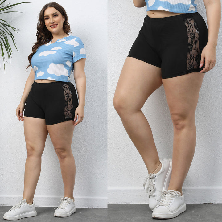 Women's Casual Cropped T-Shirt with Cloud Pattern Mune Fashion
