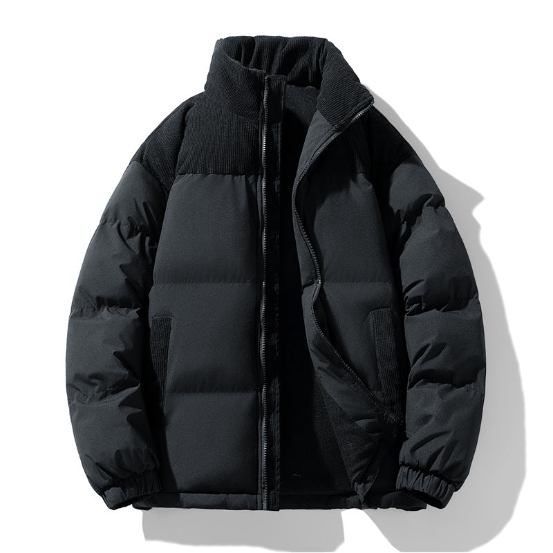 Men's quilted winter jacket with cord trim, high stand-up collar, and warm insulation Mune Fashion
