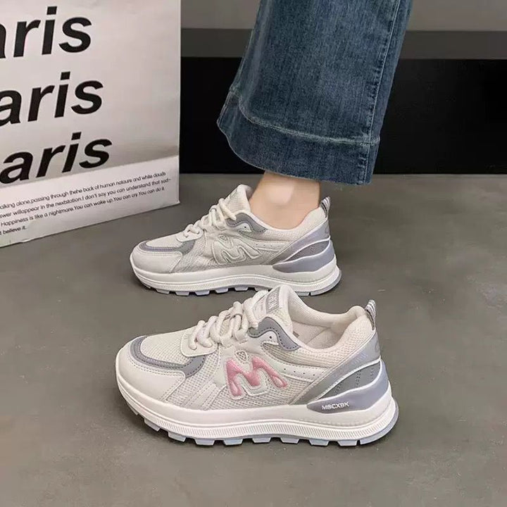 Women Plateau Chunky Sneaker with breathable mesh and leather mix Mune Fashion