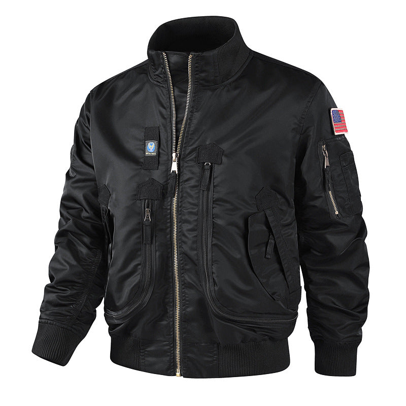 Men's classic bomber jacket in pilot design with multifunctional pockets and sturdy zipper Mune Fashion