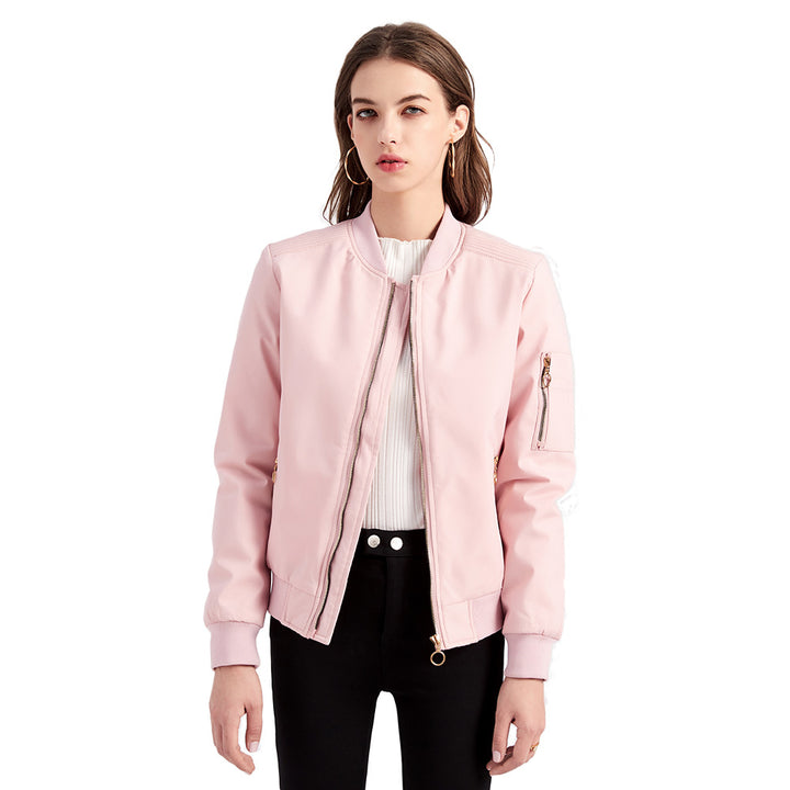 Women's lightweight sporty bomber jacket with ring zipper and arm pocket Mune Fashion