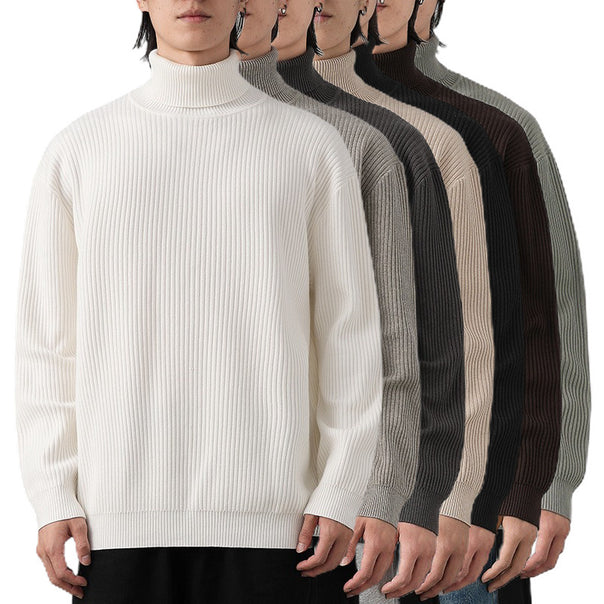 Men's chunky knit sweater with stand-up collar Mune Fashion