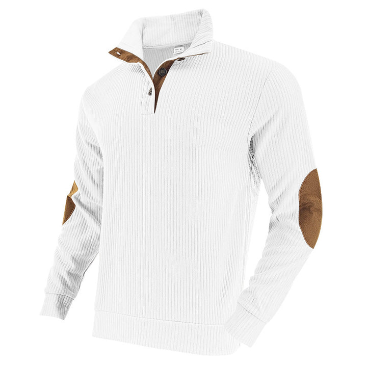 Men's ribbed turtleneck with stand-up collar and contrasting elbow patches Mune Fashion