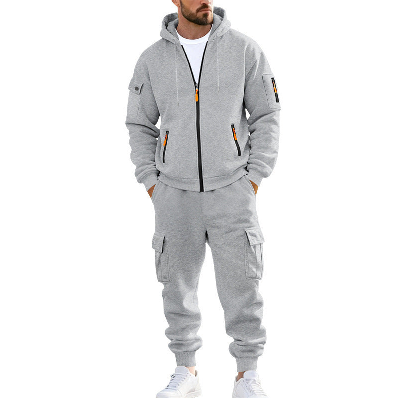Men's nano urban functional cargo sweat set with hoodie, zippered pockets, and tapered cargo jogger Mune Fashion
