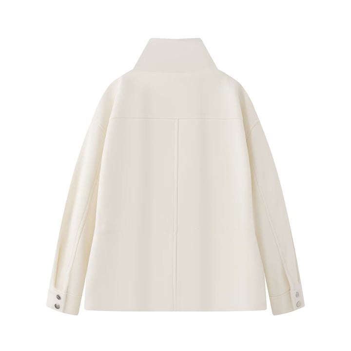 Women's short jacket with drawstring, high stand-up collar, and patch pockets Mune Fashion