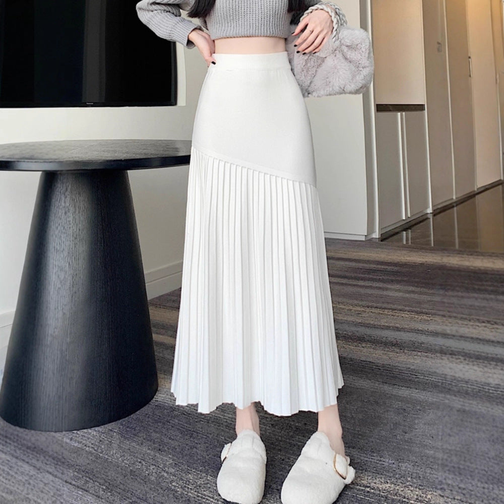 Women's Pleated Maxi Skirt with Asymmetric Design Mune Fashion