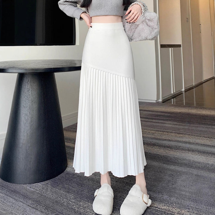 Women's Pleated Maxi Skirt with Asymmetric Design Mune Fashion
