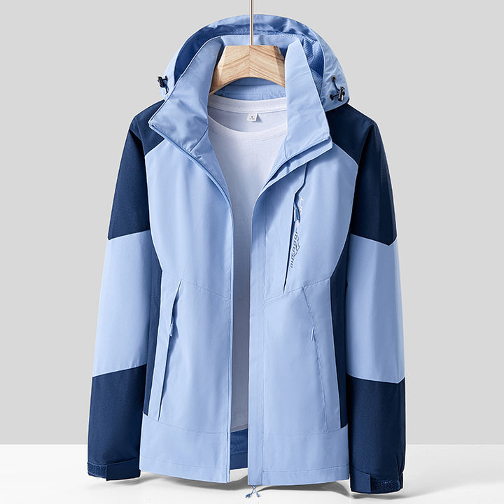 Unisex Breathable Softshell Outdoor Jacket in Colorblock Design with Adjustable Hood and Concealed Two-Way Zipper Mune Fashion