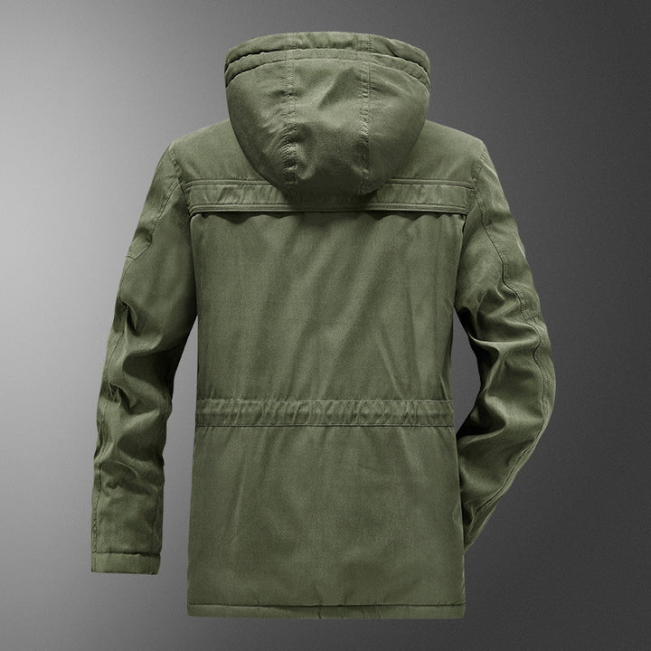 Men's insulated hooded parka with thermo teddy lining, windproof cotton blend outer shell, and multiple pockets Mune Fashion