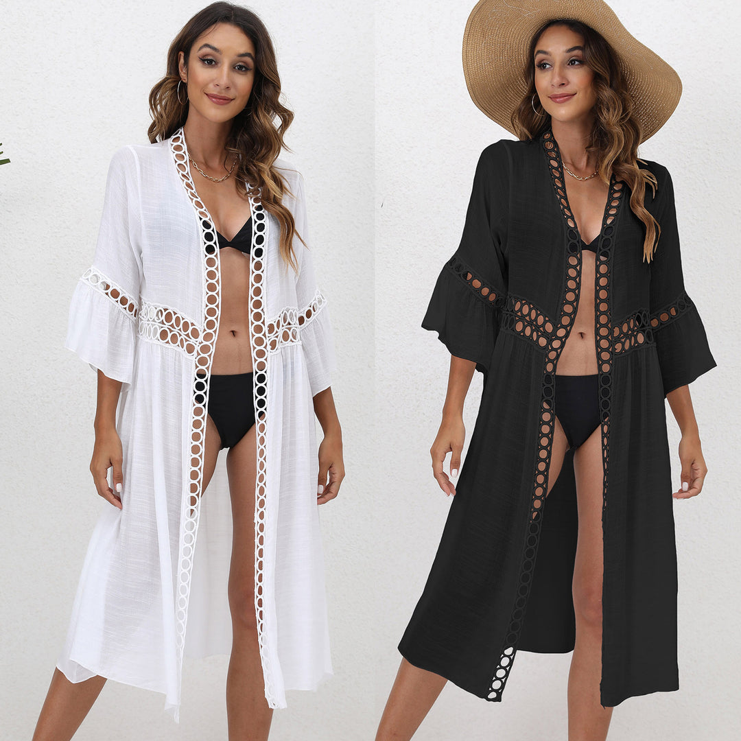 Ladies elegant long kaftan with lace accents Mune Fashion
