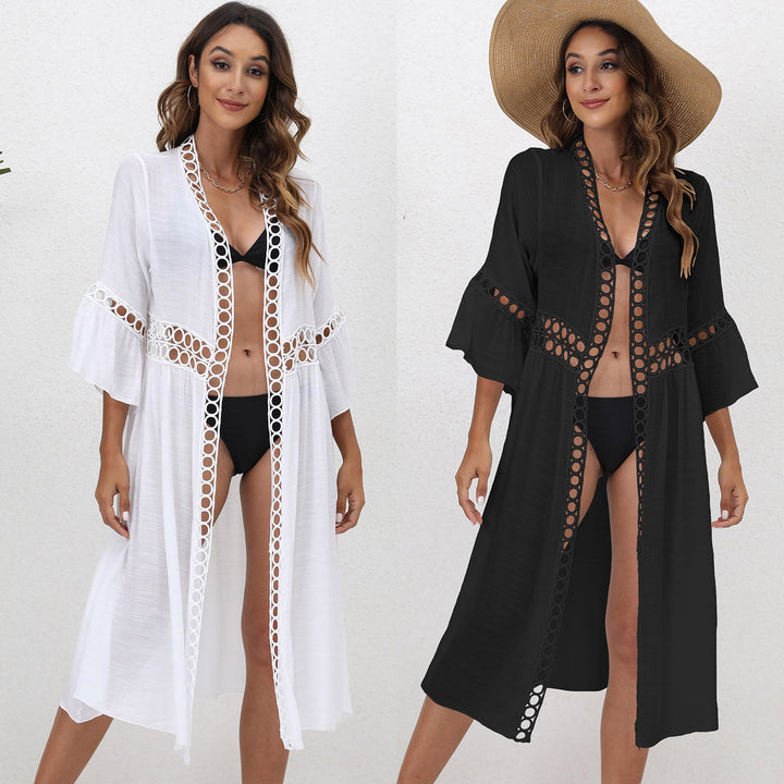 Ladies elegant long kaftan with lace accents Mune Fashion