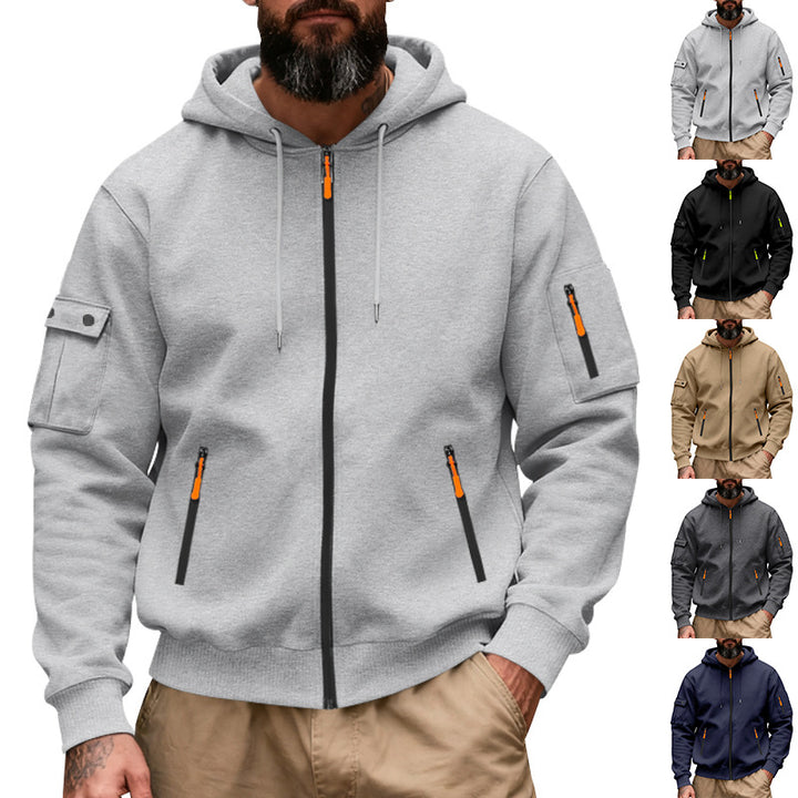 Men's functional hoodie sweat jacket with full zip and arm pocket Mune Fashion