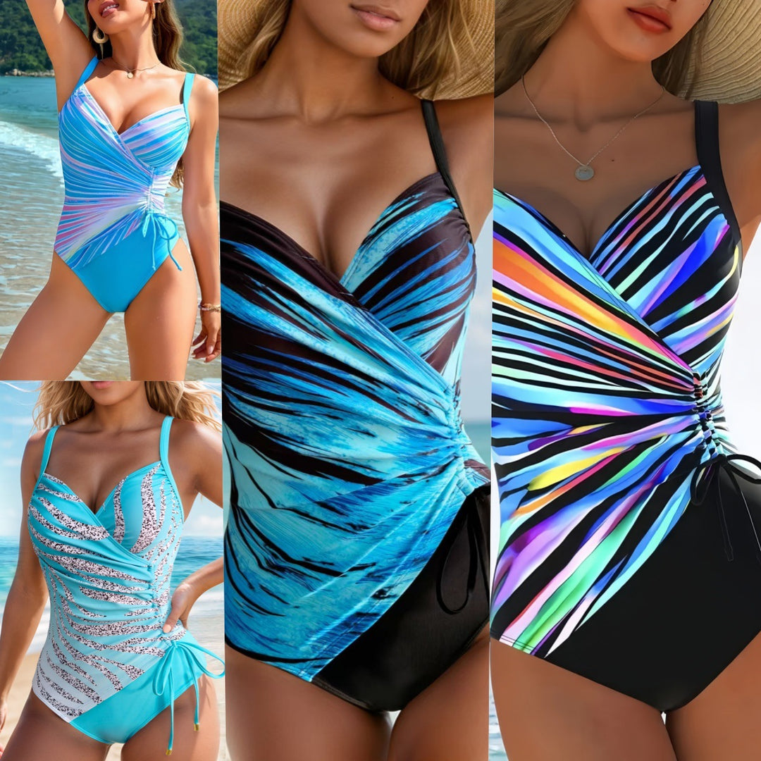 Women One-Piece Swimsuit with Elegant Wrap Details Mune Fashion