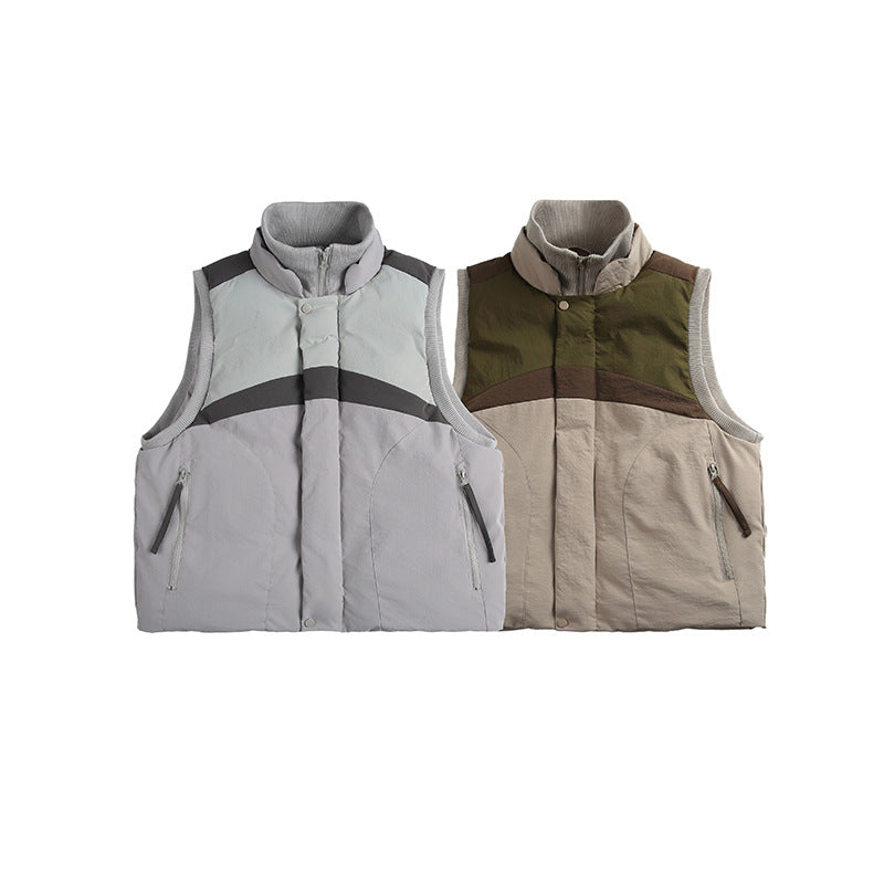 Unisex Lightweight Padded Stand-Up Collar Vest in Boxy Cut with Zipper Pockets Mune Fashion