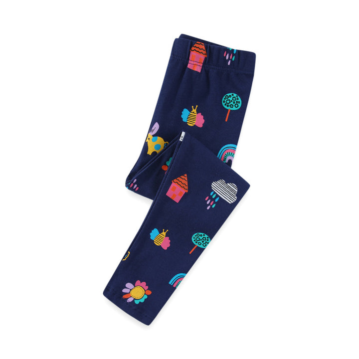 Girls leggings with colorful animal and house pattern Mune Fashion