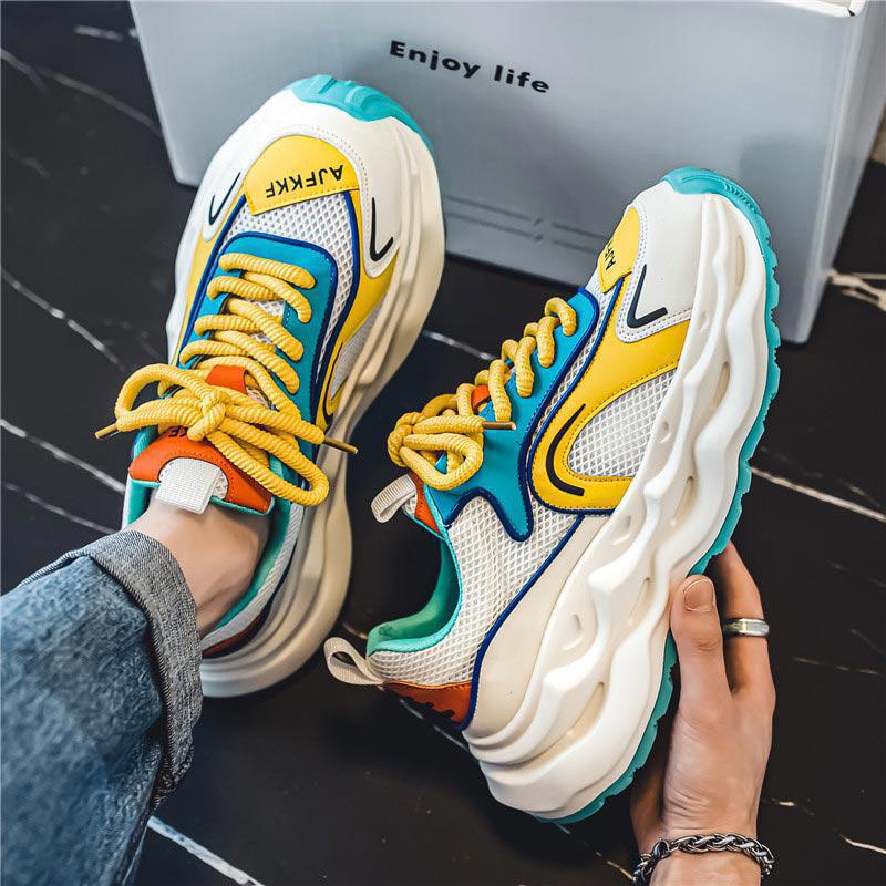 Women's Voluminous Retro Chunky Sneakers with Breathable Mesh Overlay and Sculptural Comfort Sole Mune Fashion
