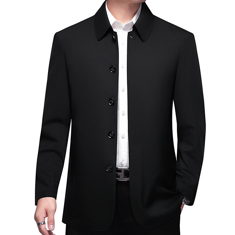 Men’s Lightweight Single-Breasted Short Coat in Business Travel Style with Kent Collar Mune Fashion