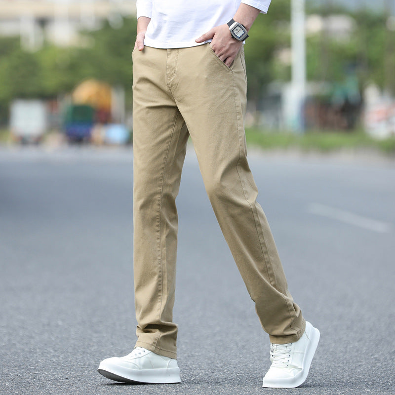 Men's Slim Fit Stretch Pants with Elastic Waistband and Straight Leg Mune Fashion