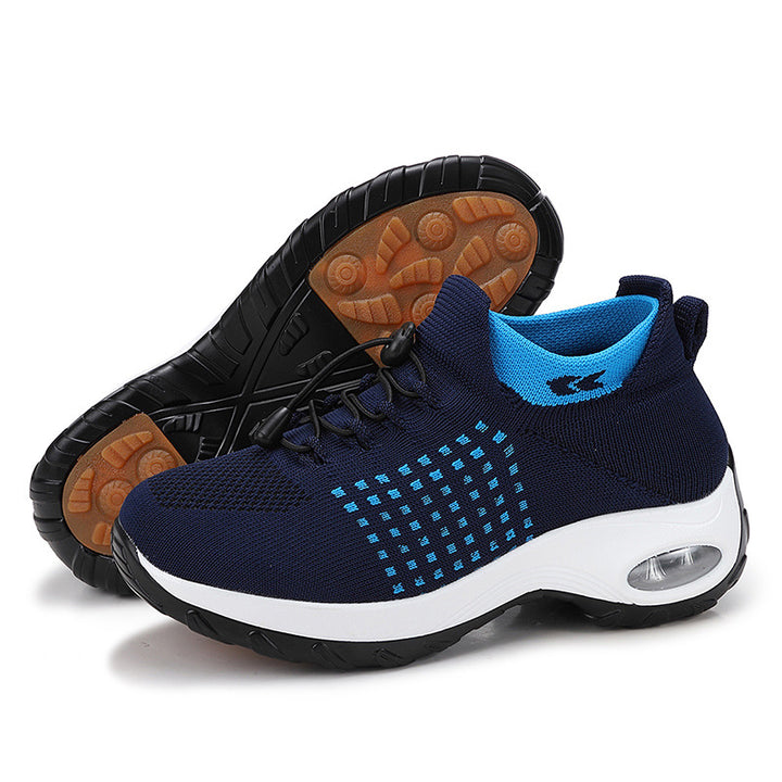Women's breathable knitted platform sneakers with air cushion support and elastic shaft Mune Fashion