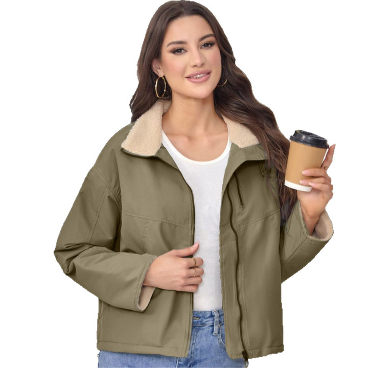 Women's lightweight padded transitional jacket with stand-up collar and teddy lining Mune Fashion