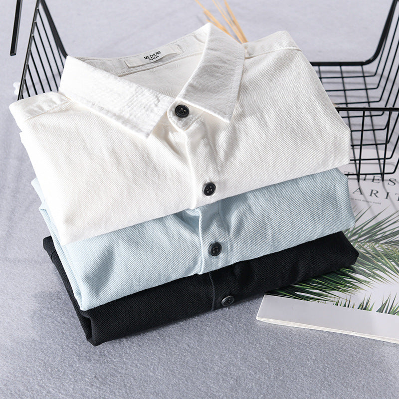 Men's lightweight cotton long-sleeve shirt in overshirt style with flap pocket and contrasting buttons Mune Fashion