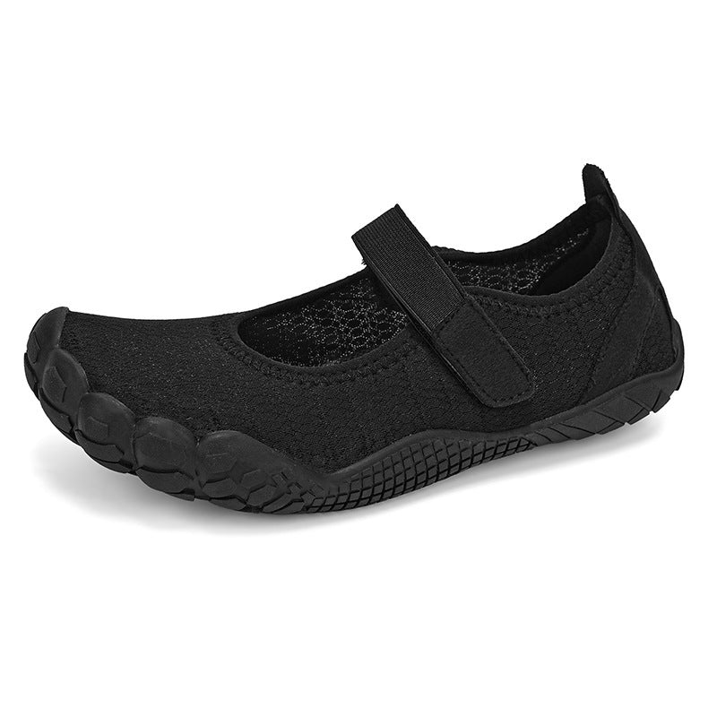 Women’s Lightweight Knitted Mary Jane Slippers with Velcro Closure and Flexible Barefoot Sole Mune Fashion